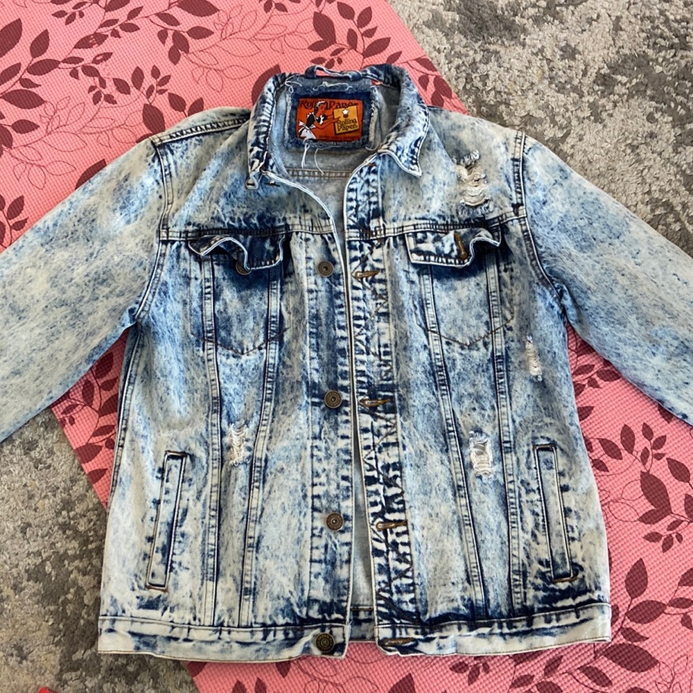 Rolling Paper Distressed Denim Jacket